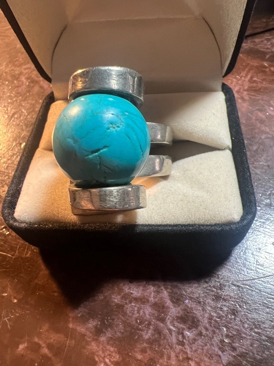 None Jewelry - Turquoise Sphere Silver Statement Ring